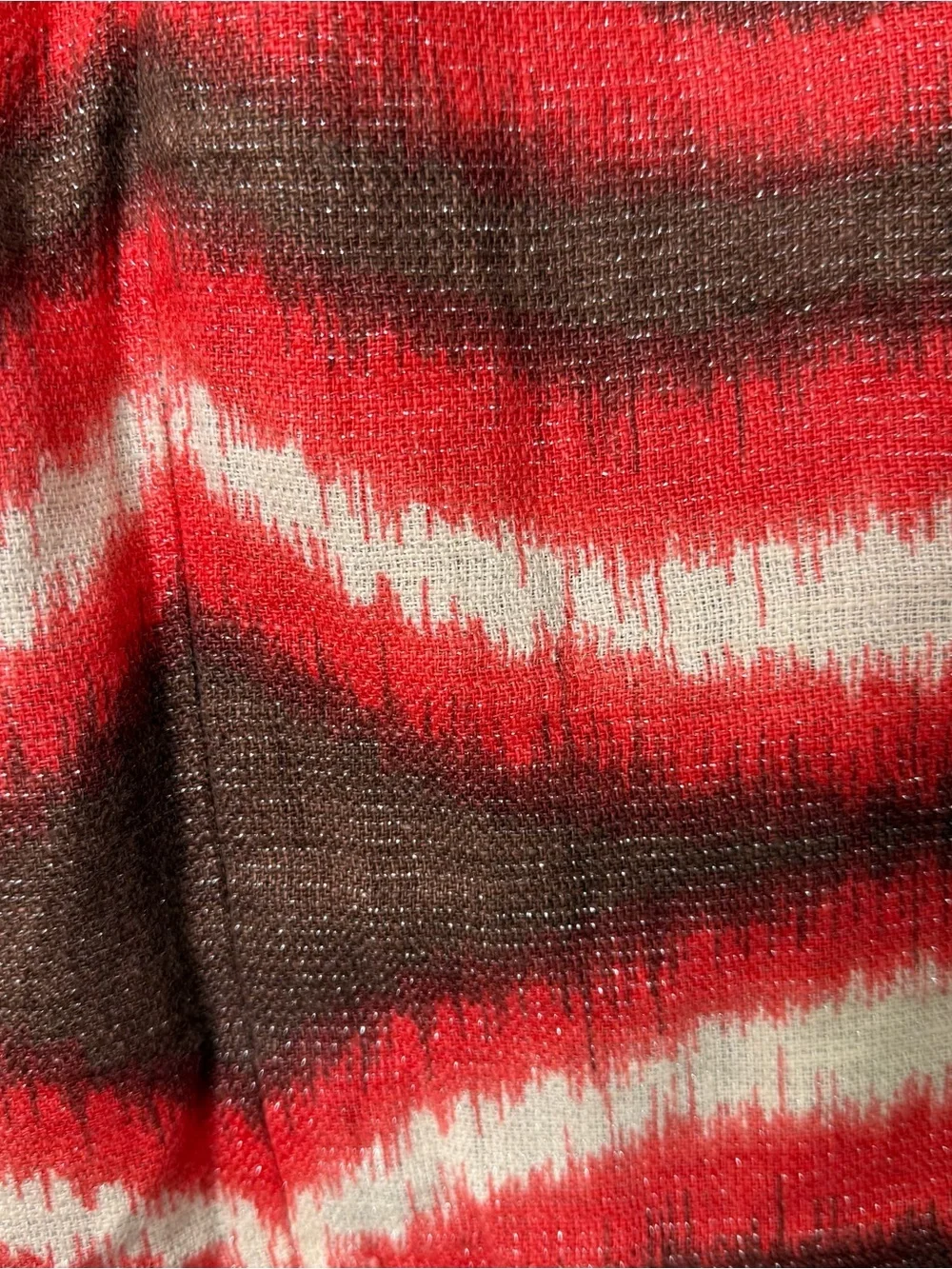 TORY BURCH | Pleated Linen Metallic Thread Abstract Patterned A-Line Skirt Sz. 6